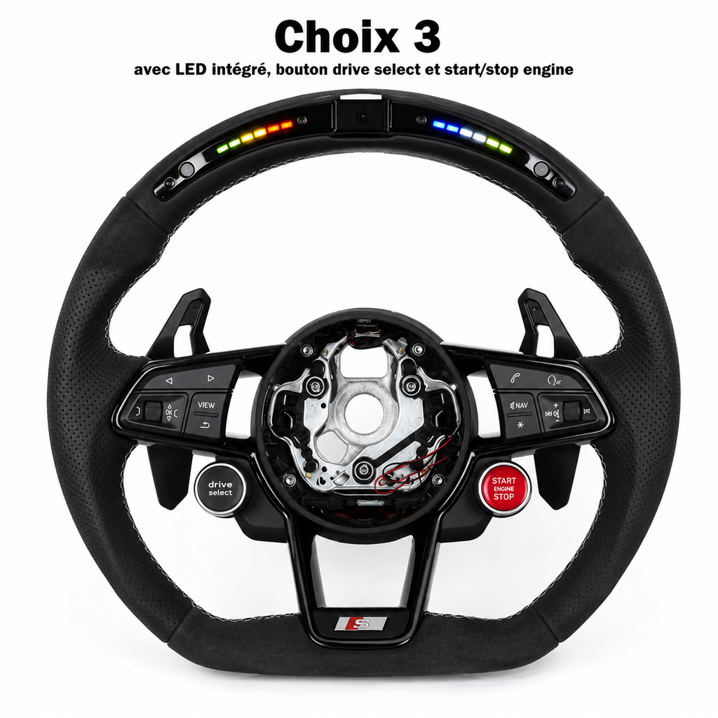 Volant Sport Audi Custom – Carbone, Cuir & LED – 100% Personnalisable