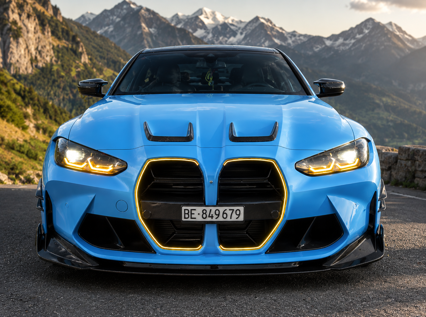 Calandre LED Lumineuse en Carbone Sec – Style Racing – Pour BMW M3/M4 (G80/G81/G82/G83) 2019-2025